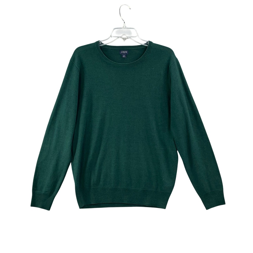 J.Crew Sweater Womens Medium Green Merino Wool Blend‎ Crewneck Long Sleeve Knit
